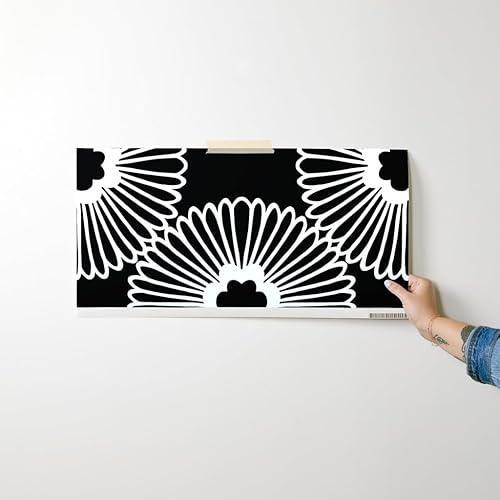 Miniatura 7 de Despegar y pegar muestra de papel tapiz  Flor floral grande negro blanco círculo de la naturaleza Bold Mod Daisy 1960s Retro Modern Decoración del