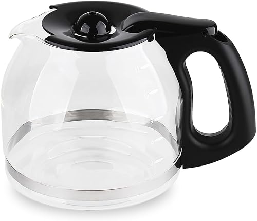 Anbige Piezas de repuesto de jarra de vidrio de 12 tazas, compatible con la cafetera Mr. Coffee, repuesto # PLD12-RB, serie PLD12-RB (negro)