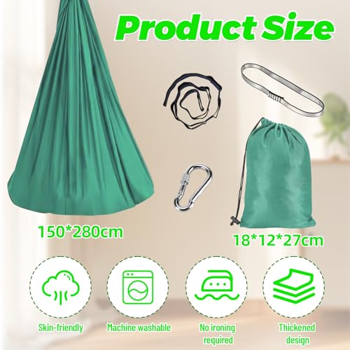 Staranry 280x150cm Grün Hängematte Outdoor Swing 200 Kg Max mit Installationshardware, Atmungsaktiv, Schnelltrocknendes Hängematte, Hammock für Camping, Reise, Garten