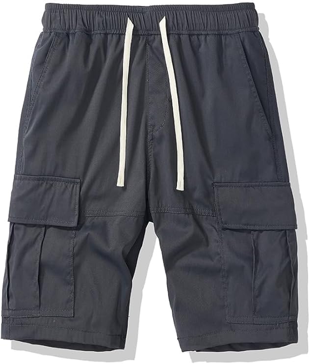 RANKSING Men's Drawstring Cargo Shorts for Work Relaxed Fit Outdoor Multi-Pocket Work Utility Hiking Travel Casual Shorts