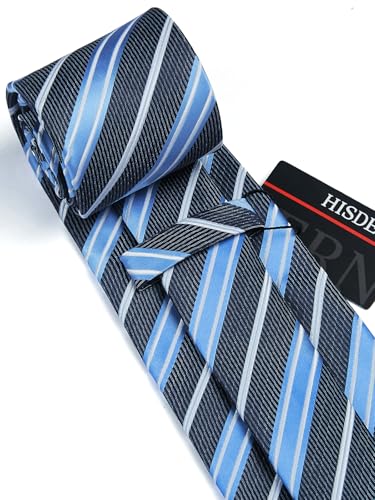 Image of HISDERN Mens Tie Set Classic Woven Ties and Pocket Square Cufflinks Set Formal Business Wedding Neckties Handkerchief