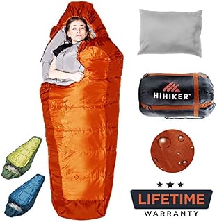 HiHiker Mummy Bag + Travel Pillow w/Compact Compression Sack – 4 Season Sleeping