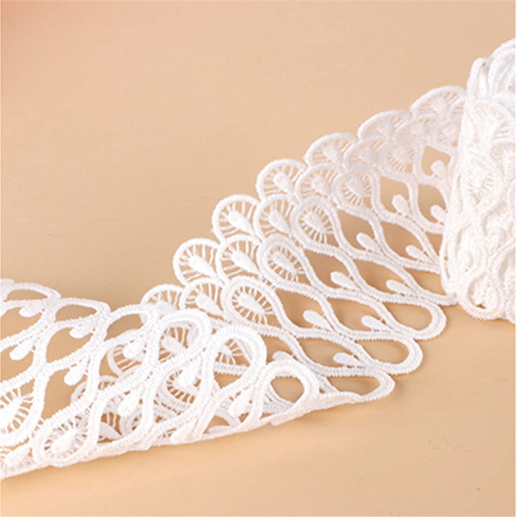 Générique Garnitures de Ruban de Dentelle de Fleurs brodées pour Passementerie de Rideau de canapé Costumes de Robe Accessoires de Mariage appliqués (Couleur : Blanc, Taille : 6 cm) (Blanc 6 cm)