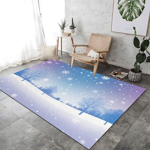 Tapis imprimé flocon de neige antidérapant et lavable en machine