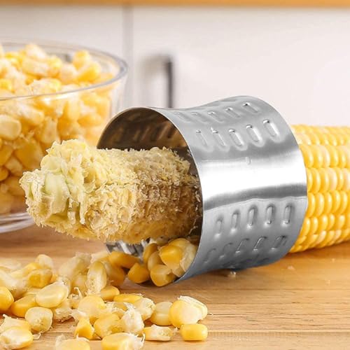 Image of Sweet Corn Striper Corn Cutter Corn Seeds Remover Stainless Steel Unbreakable Corn Cutter Hand Protector Corn Peeler