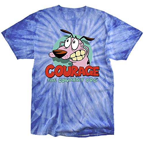 Popfunk Courage The Cowardly Dog Courage Tie Dye Adult Unisex T Shirt (Medium) Royal Monochrome