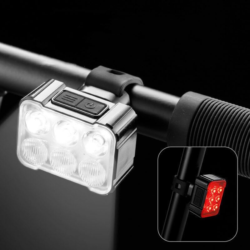 Lampe de vélo rechargeable USB lanterne VTT phare arrière avec 4-6 perles de type C