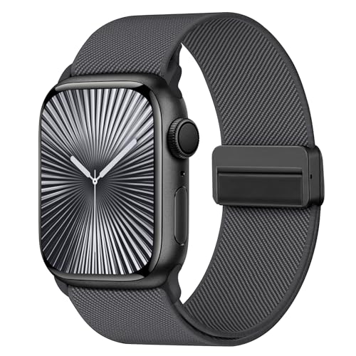 CCnutri コンパチブル アップルウォッチ バンド ナイロン 38/40/41/42/44/45/46/49mm Apple Watch バンド 伸縮性 ゴム 強力マグネット 磁気式バックル 蒸れにくい 軽量 通気 防汗 スポーツベルト 無段階調整 Ultra3 2 1 Series11 10 9 8 7 6 5 4 3 2 1 SEに対応 メンズ レディース