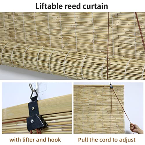 Nurbal Bamboo Blinds For Windows, Anti-Uv Waterproof Reed Curtains Wooden Blinds For Interior Windows, Bamboo Roman Shades With Lift, Sun-Filtering, Light-Transmissive Porch Blinds #TOP3