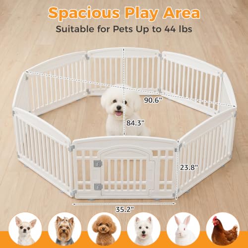 Image of NEWBULIG Dog Playpen 6-Panel, 24IN Puppy Playpen, Stable Dog Play Pen Indoors Outdoor with Secure Locking Door, Plastic Pet Fence for Small & Medium Dogs