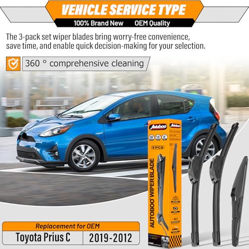 Image of AUTOBOO Windshield Wiper Blade Replacement for Toyota Prius C 2012-2019