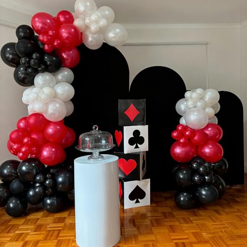 Image of Red and Black Balloons, 60Pcs Red Black and White Balloons | 12in Latex Balloon for Birthday, Wedding, Graduation Party Decorations