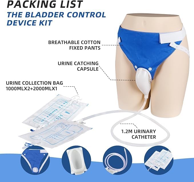 Image of Wearable Urine Collector for Women | Soft Silicone Reusable Leakproof Urine Collection Bag | Adjustable & Comfortable Fit | Portable Washable Female Urine Collector | Odour - Free 1L & 2L Bags | White /Grey /Blue | for Women