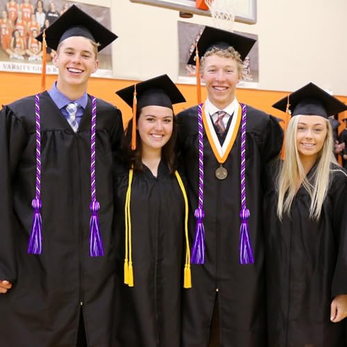 Image of Graduation Honor Cords Purple and Silver Graduation Cords with Tassels, 67 inch Long for Graduation Students