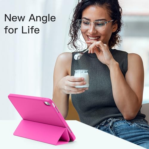 Image of Akkerds Compatible with iPad (A16) 11th Generation Case 11 Inch 2025, for iPad 10th Generation Case 10.9 Inch 2022 with Pencil Holder, Slim Trifold Stand Protective Cover with Soft TPU Back, Rose