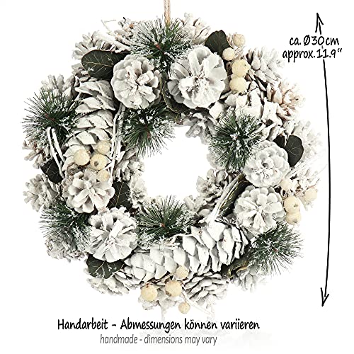 Couronne décorative de table blanche pour l'Avent et Noël