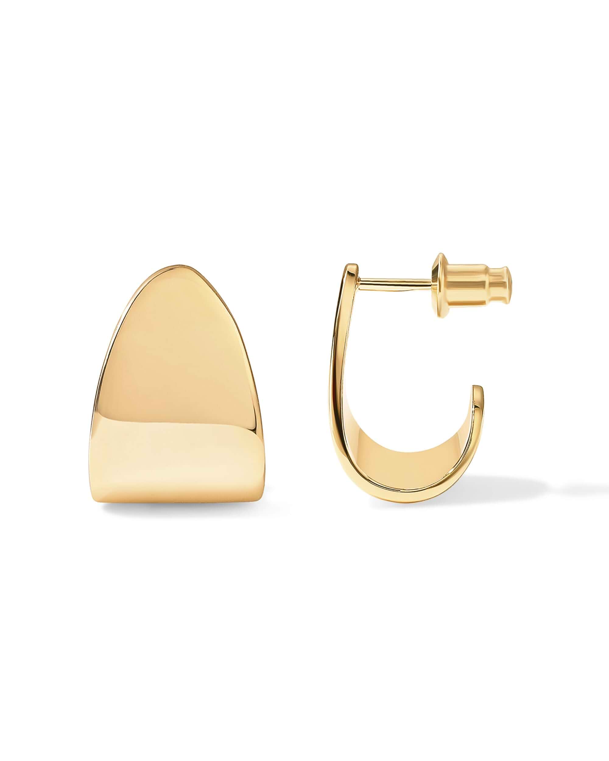 PAVOI 14K Gold Plated Chunky Hoop Earrings for Women, Statement Dome Huggie Hypoallergenic Earrings with 925 Sterling Silver Posts, Lightweight Dome Gold Huggie Hoop Earrings