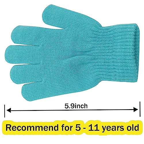 Image of 6 Pairs Kids Gloves Winter Toddler Gloves Full Fingers Knit Gloves Children Stretchy Warm Gloves Bulk for Girls Boys