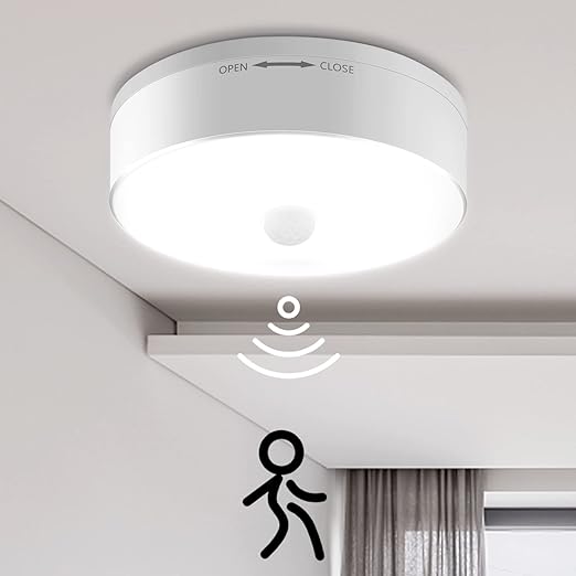 Youtob Battery Powered Motion Sensor Ceiling Light, Battery Operated