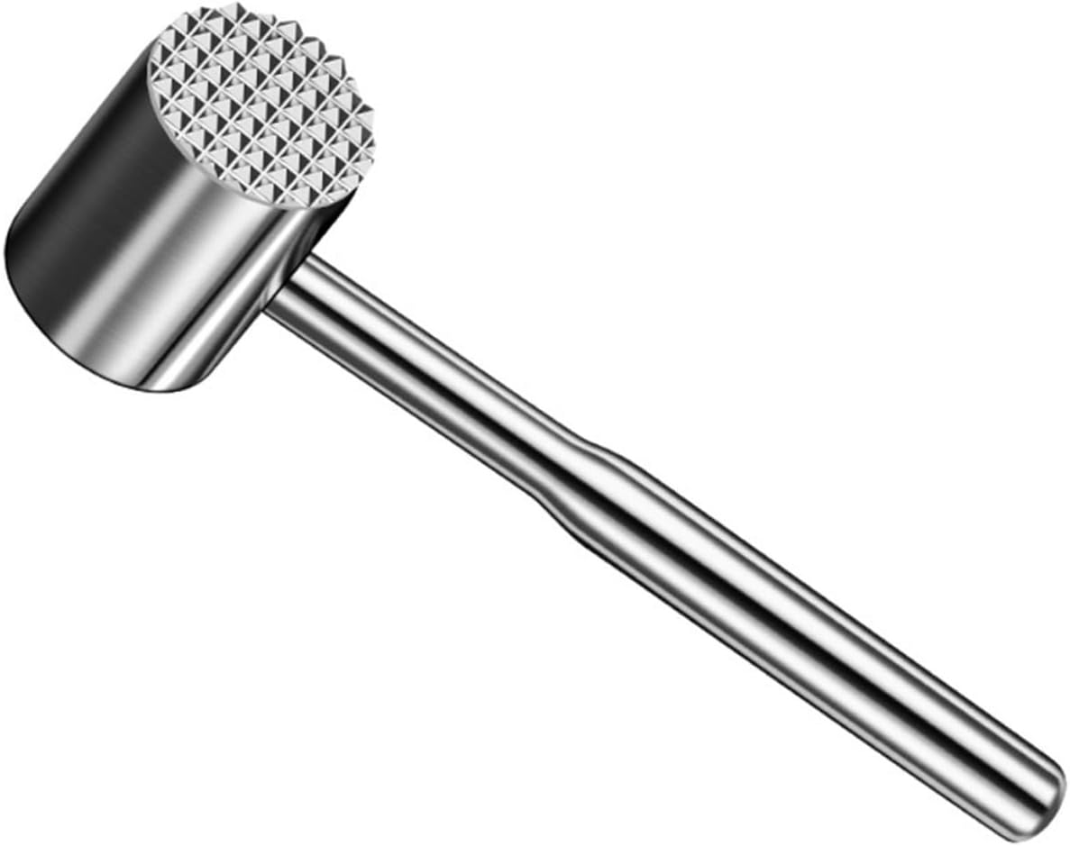 BESPORTBLE Multi-function Dual-sided Meat Mallet Hammer Stainless Steel Kitchen Tenderizer for Chicken Beef Steak Pork Heavy Duty Cooking Tool Easy to Clean