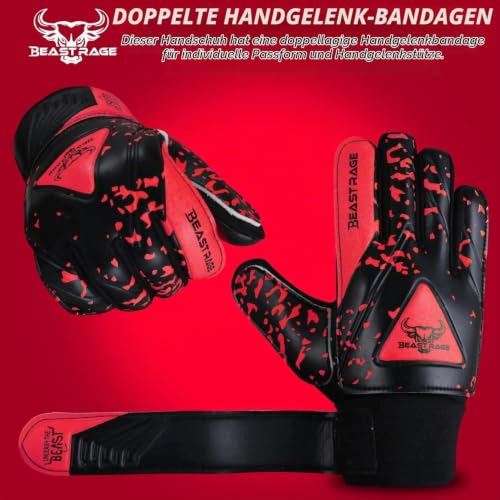 BEAST RAGE Torwarthandschuhe für Kinder Jungen Jugend,Fußballtorwarthandschuhe Kinder mit doppelter Handgelenkstütze… – Ansicht 3
