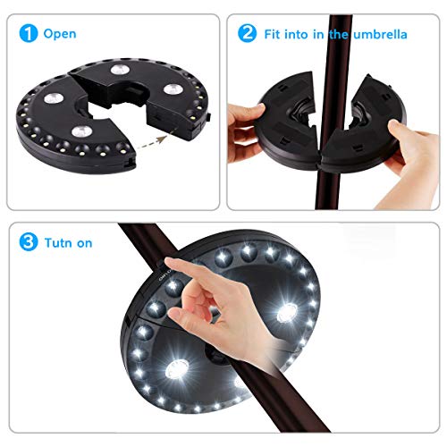 Image of Patio Umbrella Light, 28 LED Lights at 200 lumens 3 Lighting Modes Cordless 4 x AA Battery Operated, Umbrella Pole Light for Patio Umbrellas, Camping Tents or Outdoor Use (White)