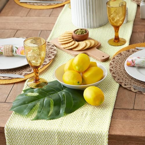 Image of THE HOME TALK Premium Cotton Chevron 4-6 Seater Table Runner - 14x72 Inches - Green|Elegant Dining|Handcrafted Quality|Stylish Console Decor for Dining Table, Parties, Events