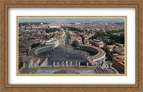 San Pietro Cityscape, Rome 2x Matted 40x26 Large Gold Ornate Framed Art Print by The Cityscape Art Print Series