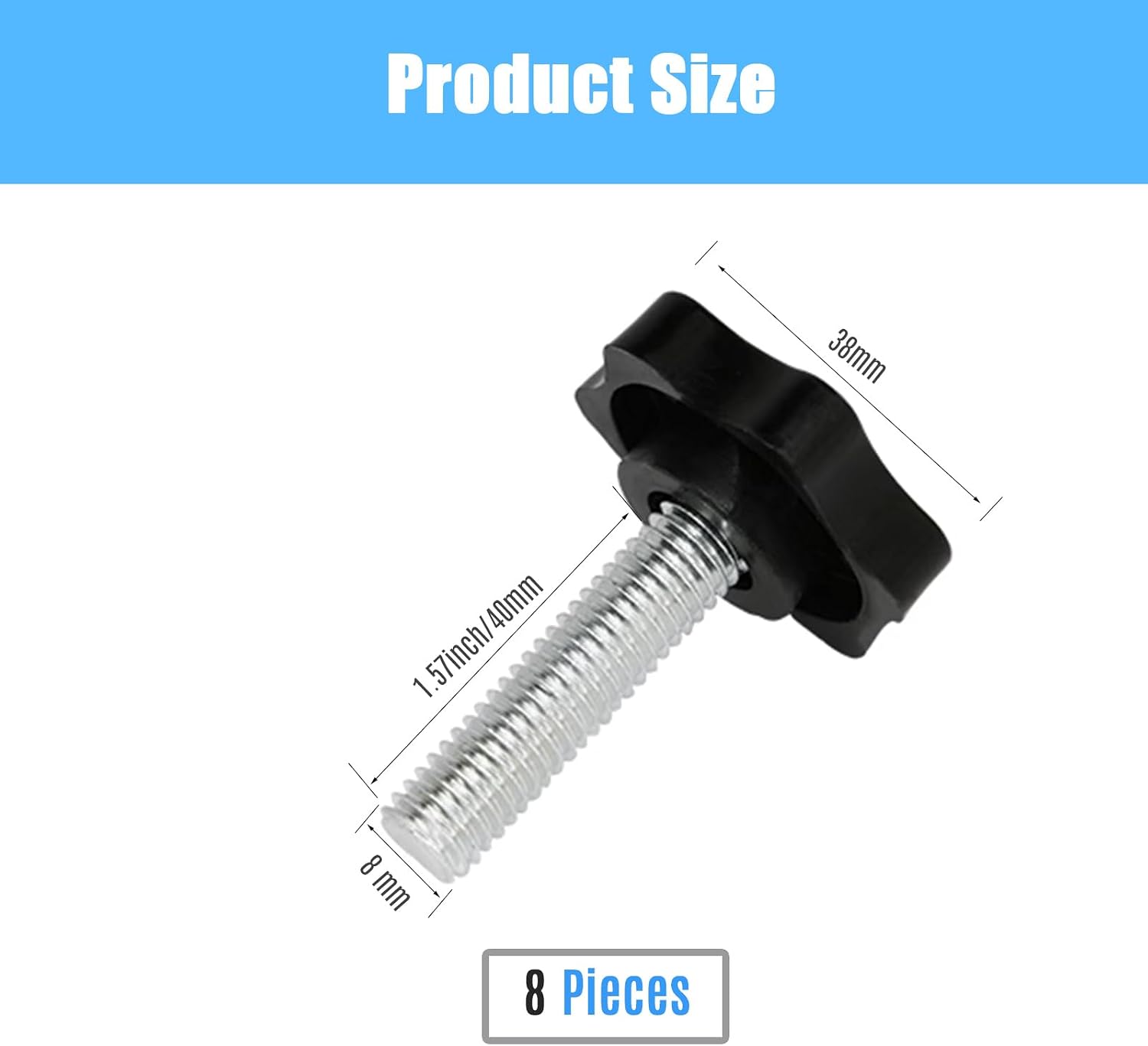8 Pieces M8 x 40mm Star Hand Knob Tightening Screw Thread Replacement Hand Tightening Knob Quick Removal Replacement Parts for Umbrella Base Replacement knob