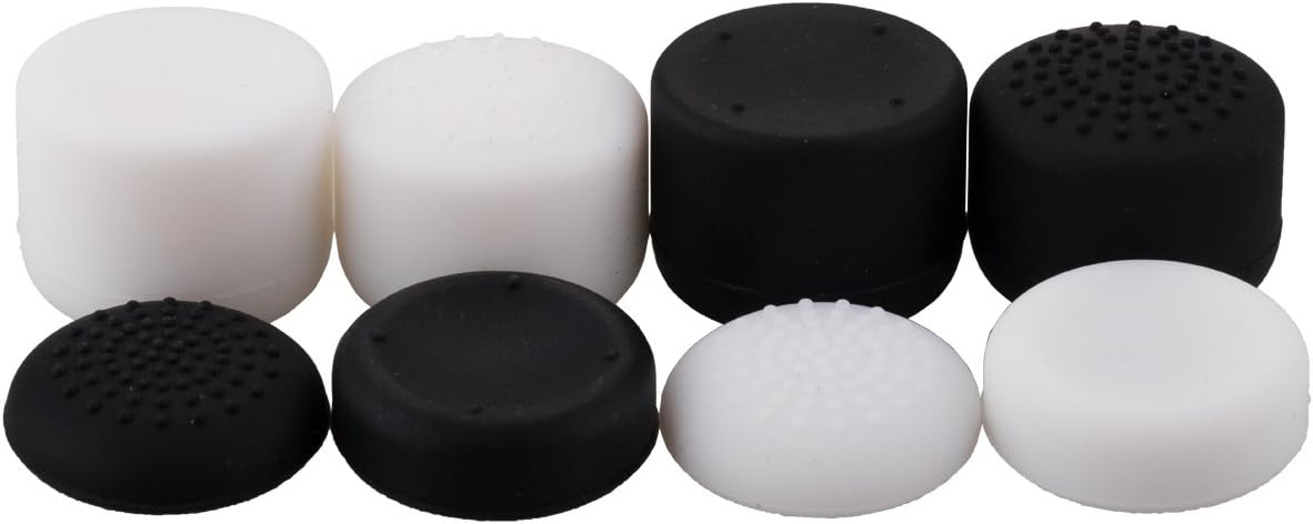 8 Pieces 4 Styles of Silicone Thumb Grips Thumb Stick Joysticks Protective Cap Cover for PS4, Switch PRO, PS3, Xbox 360, WiiU Controller Black White