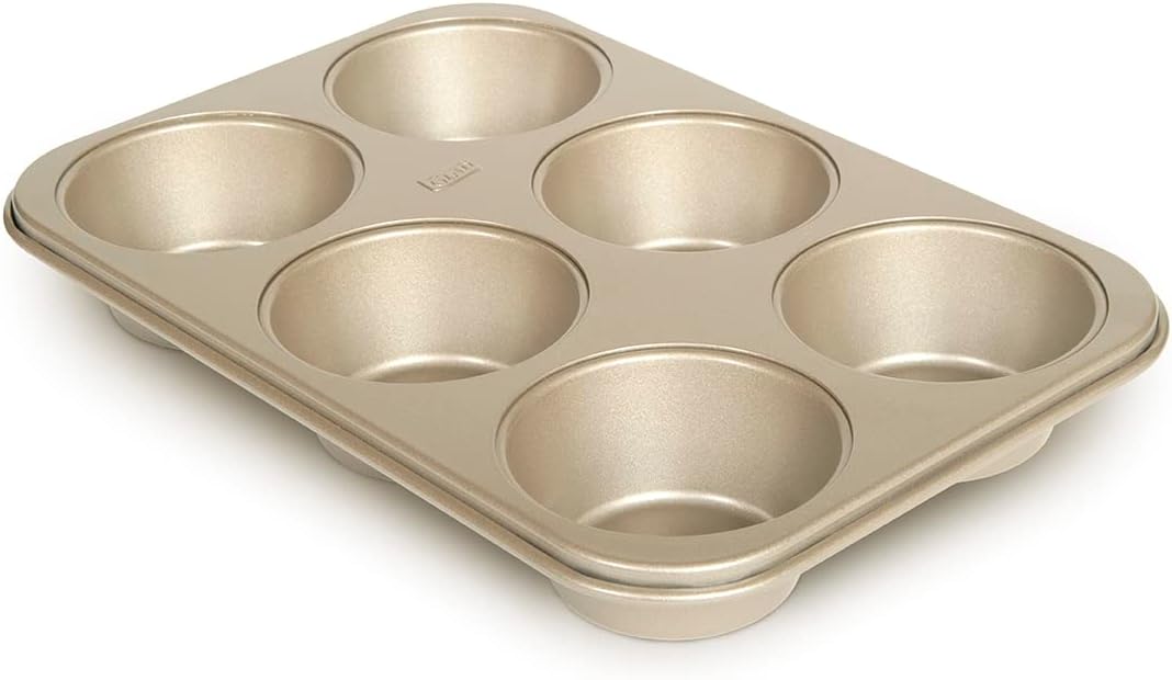 Glad Jumbo Muffin Pan Nonstick - Heavy Duty Metal Cupcake Tin with Large Baking Cups, Jumbo 6-Cup