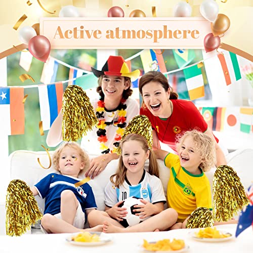 150 Pcs Golden Cheerleading Pom Poms Metallic Foil Gold Pom Poms With Baton Handle Cheerleader Pom Poms Sports Game Cheer Poms Cheerleader Pompoms Bulk For Squads Dancing Party Football Basketball #TOP3