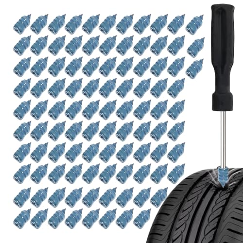 Däckreparationskit Med Gummispikar | 100-Delars Självservice Kit För Tunga Förhållanden | Automotiv Skruvtyp Däckplugg,För Underhåll Vid Punktering Fordon