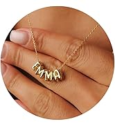 Personalized 3D Bubble Letter Necklace,18K Gold Plated Custom Name Necklace with A-Z Initial Neck...