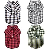 4 Pieces Dog Plaid Shirt Breathable Dog T-Shirts Pet Clothes Cat T-Shirt for Small Medium Large Dog Cats, Soft Machine Washable Pet Apparel (S)