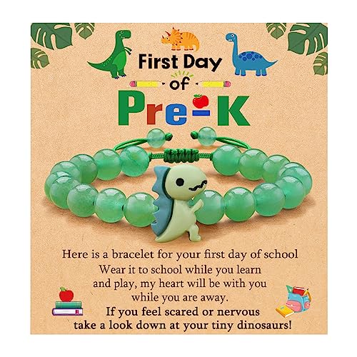 First Day of Preschool Pre K Bracelet Anxiety Mommy and Me Dinasour Son Bracelet from Mom Mother Bracelet Back to School Gifts