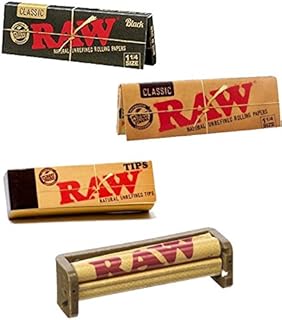 RAW BUNDLE SET RAW BLACK 1¼ + RAW CLASSIC PAPERS + RAW TIPS + 79mm ROLLER MACHINE