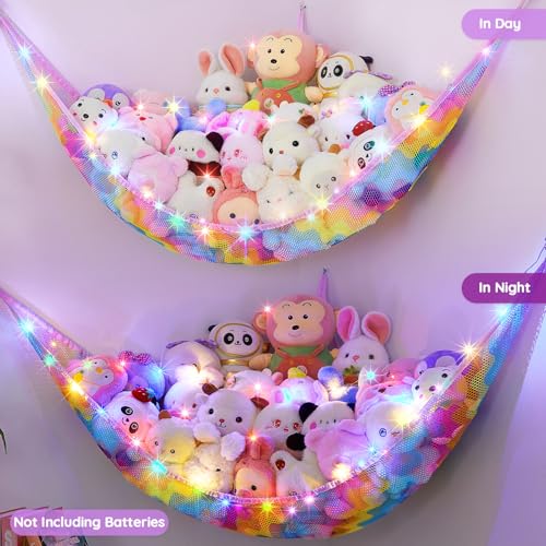 Unicorn-Castle-Stuffed-Animal-Net-Hammock-Kids-Toy-Storage-with-LED-Light-Plush-Toy-Organizer-Corner-Hanging-Stuffed-Animal-Holder-For-Nursery-Kids-Girls-Room-Decor Unicorn Castle Stuffed Animal Net Hammock Kids Toy Storage with LED Light Plush Toy Organizer Corner Hanging Stuffed Animal Holder For Nursery Kids Girls Room Decor