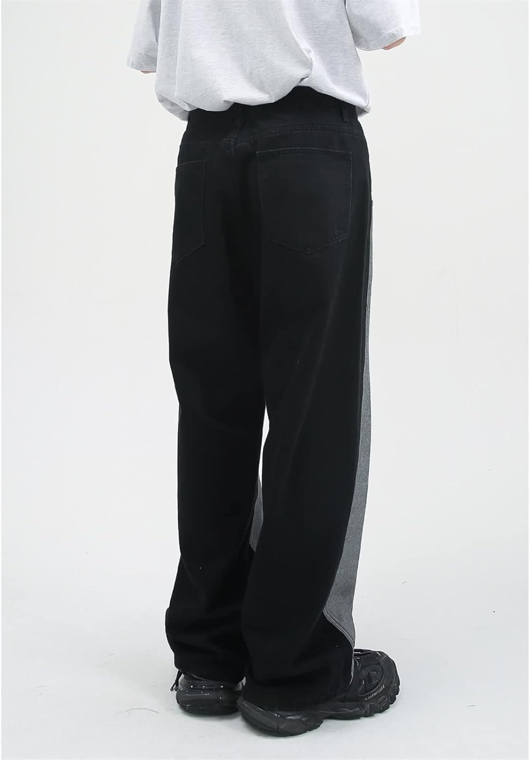 メンズ ズボン メンズストリートウェアパッチワークヒップホップデニムジーンズズボン男性ストリートヴィンテージ緩いカジュアルなボーイフ