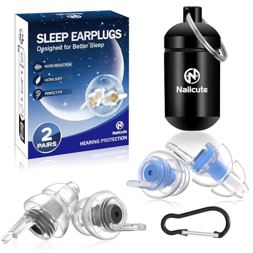 Ohrstöpsel zum Schlafen 2Paar, Weich Gehörschutz Ohrenstöpsel gegen Schnarchen, Noise Cancelling Silikon Ohr-Stöpsel Lärmreduzierung für Schlaf Arbeiten Reisen, 2 Größen
