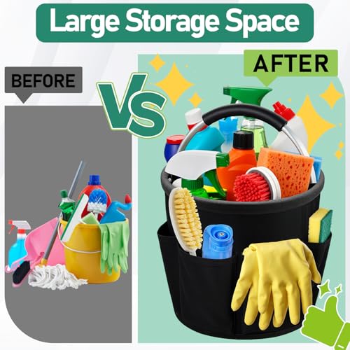 Tragbarer Aufnahmekorb, Faltbarer Organisator mit Griff 6 Taschen Reinigungstasche Wasserdichte Aufnahmetasche aus Oxfordgewebe für Garten Strand Bad