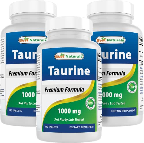 Best Naturals Taurine 1000 mg 250 Tablets (250 Count (Pack of 3))