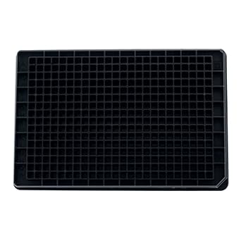 781742 Polystyrene F-Bottom 384 Well BRANDplates immunoGrade immunoassay Microplate, 100ml Well Capacity, Non-Sterile, Black Pack of 50