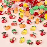 150Pcs Cute Fruit Nails Charms 3D Resin Fruit Nail Art Rhinestones Summer Strawberry Cherry Lemon Watermelon Nail Jewelry Orange Nail Gems Acrylic Nail Supplies for Women Nail Decoration Accessories