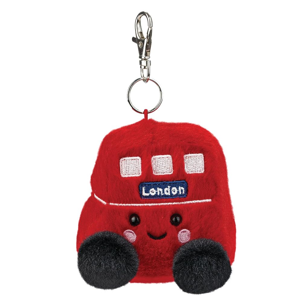 AURORA, 61657, Palm Pals Bertie Red Bus Clip-On, 10cm, Soft Toy, Red