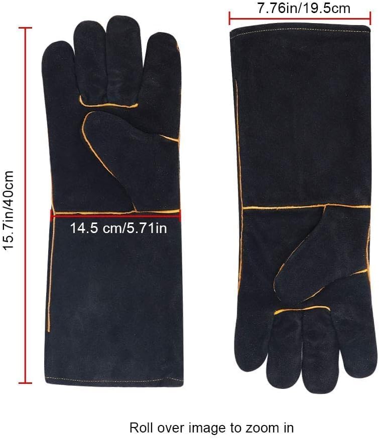 Heat Resistant Welding Gloves, 500°C Extreme Fire Proof Leather Gauntlets for Log Burner Stove & BBQ - Image 2