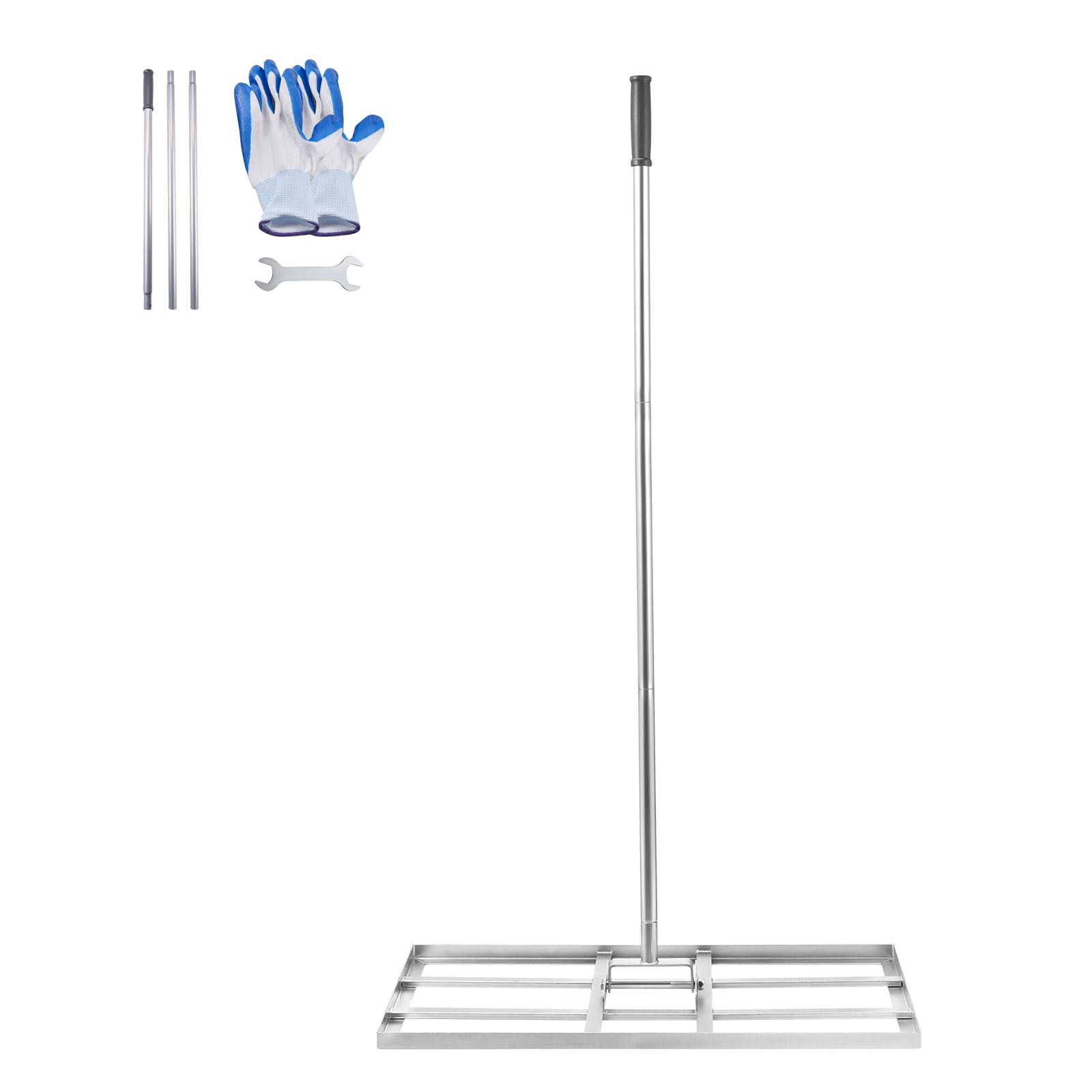 VEVOR Râteau de Nivellement de Pelouse, 762 x 355 x 2190 mm, Niveleur de Gazon, Manche 1981 mm, en Acier au Carbone Résistant à la Rouille, Outil de Nivellement pour Cour, Terrain de Golf, Jardin