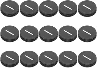 UKCOCO 15pcs Tinplate Mason Jar Coin Slot Lid Wide Mouth Design round Black Metal Lid for Canning Jars Suitable for Home Decor