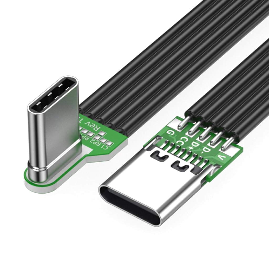 Elnwnnkc 60W 90 Degree USB C Male to USB C Female Cable Fast Charging Cable 480Mbps Data Transfer for Smartphones Tablets