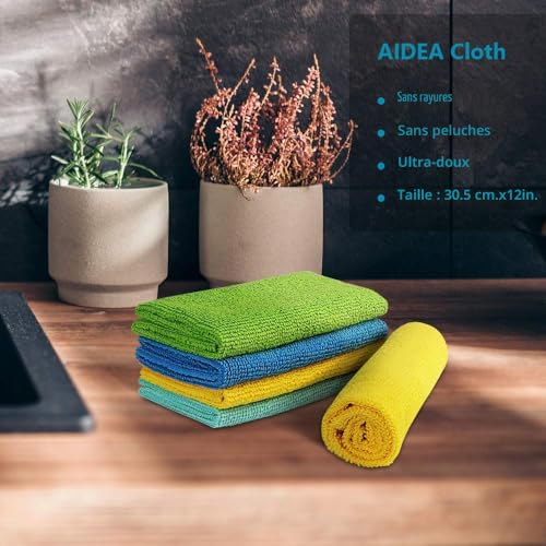AIDEA Lot de 24 Chiffons de Nettoyage en Microfibre, Torchons Lavette Microfibre Ménage Plus Doux, Plus Absorbants, Non Pelucheux, pour Maison, Cuisine, Voiture, Cenêtres e Vitre 30 x 30cm – vue 6